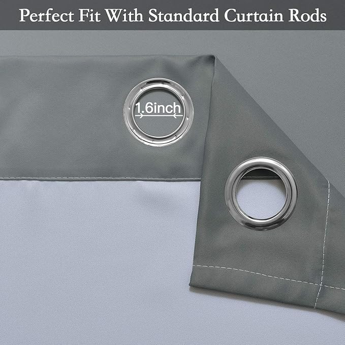 SimpleHome Ombre Room Darkening Curtains for Living Room, Light Blocking Gradient Grey to Greyish White Thermal Insulated Grommet Window Curtains/Drapes for Bedroom, 2 Panels, 52x84 inches Length