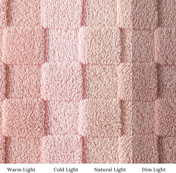 Exclusivo Mezcla Fleece Throw Blanket for Couch,Super Soft and Warm Lightweight Checkered Pattern Blankets for All Seasons,50x60 Inches, Pink