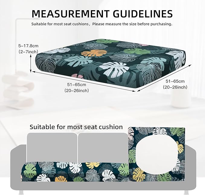 8Pcs Outdoor Cushion Covers, Patio Cushion Covers,Stretch Elastic Slipcovers, Replacement Washable & Reusable Furniture Protector for Patio Couch(Green Charm, 8PCS,Twill)