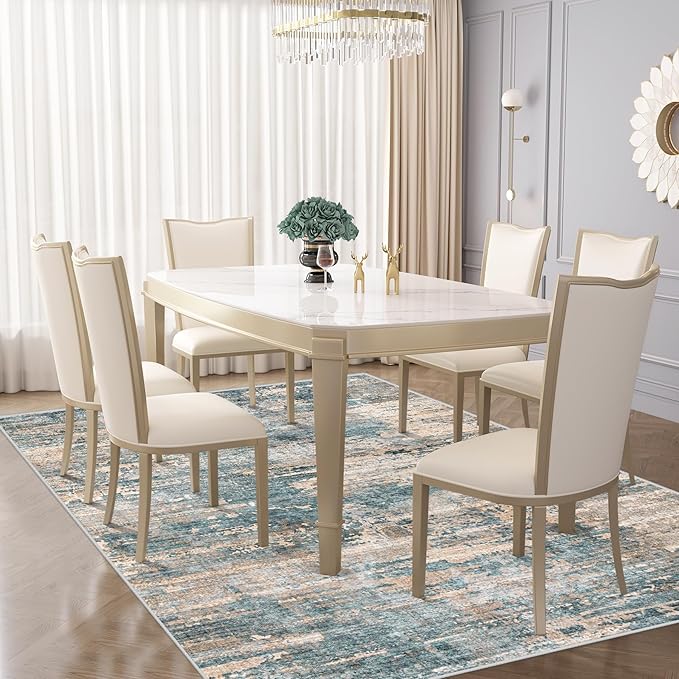 XLUEZ 5x7 Area Rugs for Living Room, Washable Modern Abstract Large Area Rug Neutral Soft Non Slip Kids Rug Stain Resistant Indoor Carpet for Bedroom Nursery Dining Room Playroom(GreenBrown, 5'x7')
