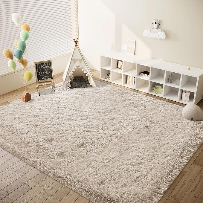8x10 Area Rugs for Living Room: Fluffy Shag Soft Washable Rug Large Fuzzy Plush Indoor Carpet for Bedroom Nursery Playroom Kids Girls Boys Room (Camel, 8'x10')