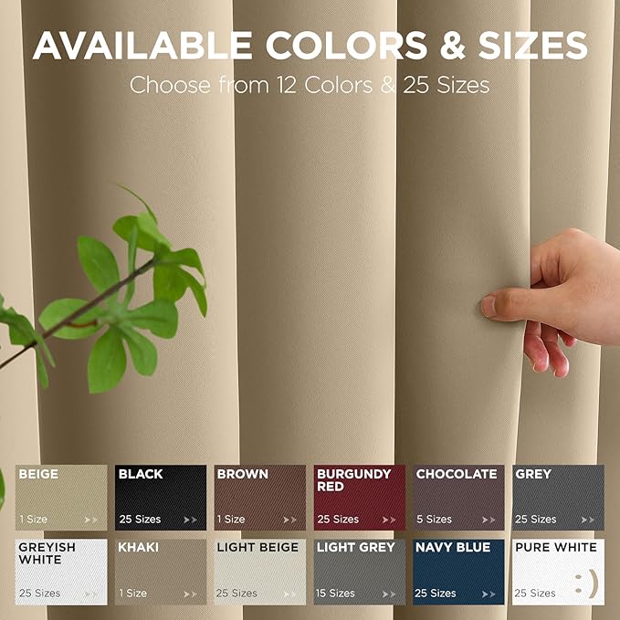 Joydeco Blackout Patio Sliding Door Curtains 84 Inches Long, Grommet Privacy Room Divider Curtains, Extra Wide Thermal Blackout Drapes for Bedroom Living Room (Light Beige, 100Wx84L, 1 Panel)