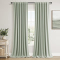 Guken 100% Blackout Curtains 120 Inch Length 2 Panels Set for Living Room Bedroom Back Tab Thermal Insulated Black Out Linen Drapes Room Darkening Window Curtains Mist Sage 52x120