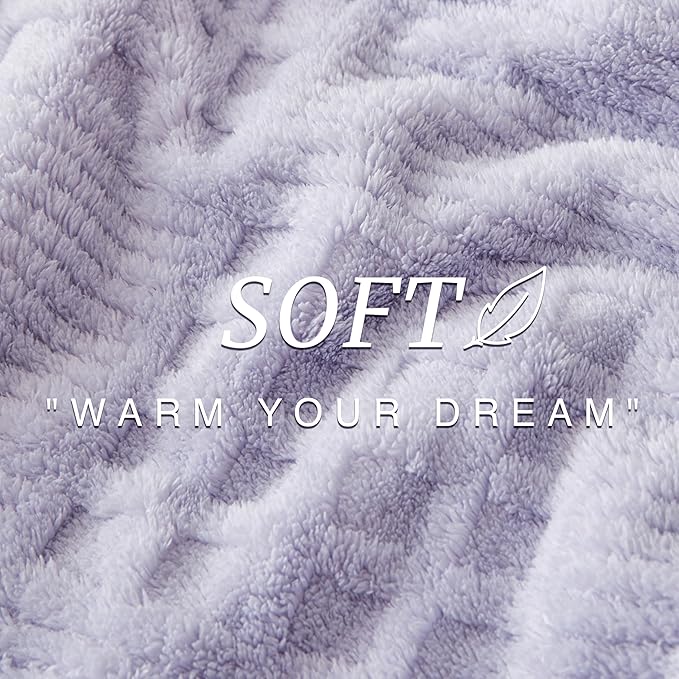 EXQ Home Fleece Throw Blanket for Couch or Bed - 3D Waffle Patchwork Pattern Jacquard Decorative Blankets - Cozy Soft Lightweight Fuzzy Flannel Blanket Suitable for All Seasons(50"×60",Light Purple)