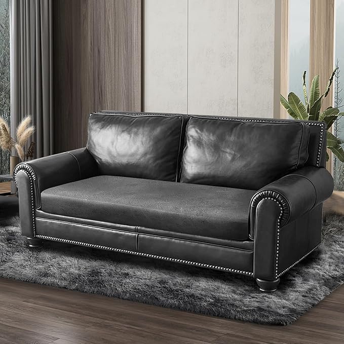 Leather Look Couch Cushion Covers Sofa Seat Slipcovers Sets Couches Furniture Protector for Sectional Armchair Loveseat Pets Kids Stretch Spandex Fabric (1 Cushion Loveseat, Light Grey)