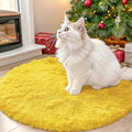 OLANLY Yellow Round Rugs for Bedroom - Machine Washable, 2 ft Circle Area Rugs for Living Room, Soft and Fluffy Shaggy Carpet for Teen Girl and Boys, Nursery Rooms, Dorms, Home Decor Aesthetic