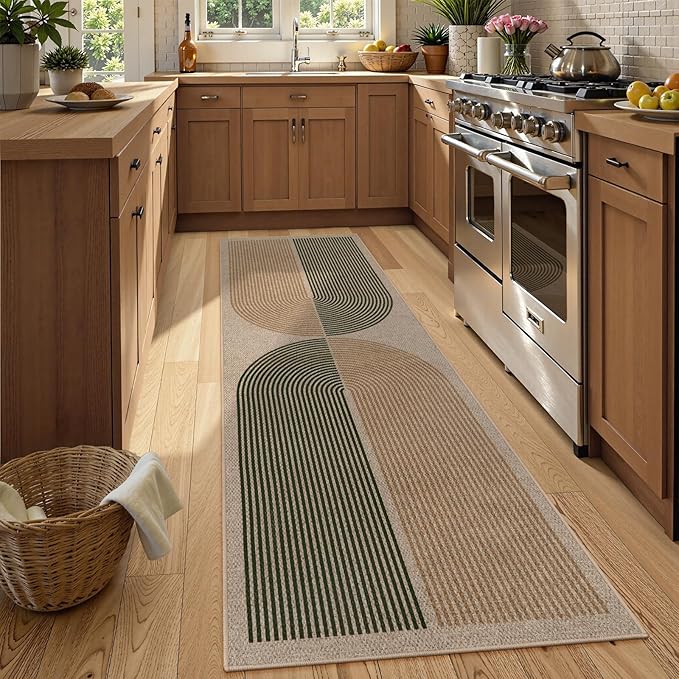 Lahome Enfys Modern Rainbow Easy Jute Rug, 2x8 Hallway Runner Washable Rugs for Entryway Farmhouse Kitchen Rug, Non Slip Indoor Outdoor Carpet Contemporary Throw Door Mat for Bedroom Porch