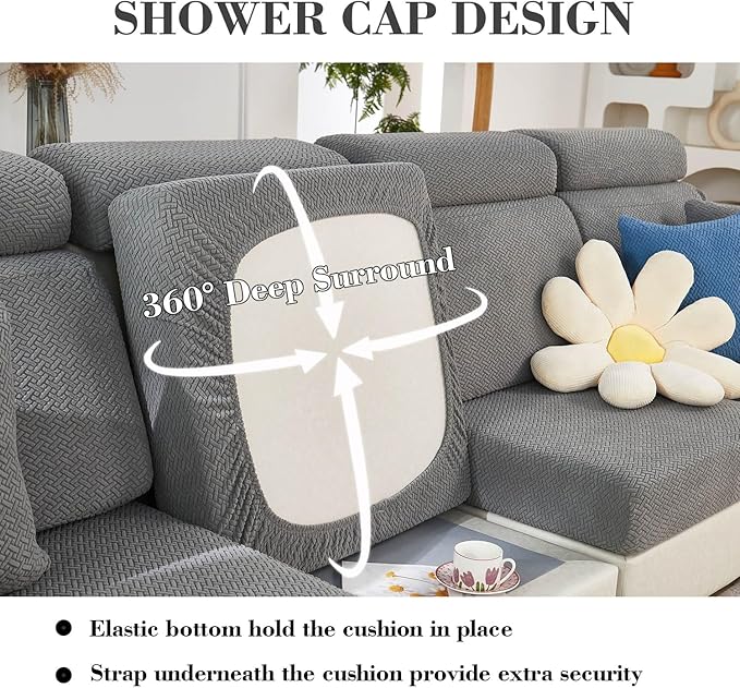 Sofa Covers Couch Covers for Sofa Pet Friendly Couch Cushion Covers Universal Sofa Covers Washable Stretch Slipcovers for Sectional Sofa (Texture Gray,Headrest Cover)
