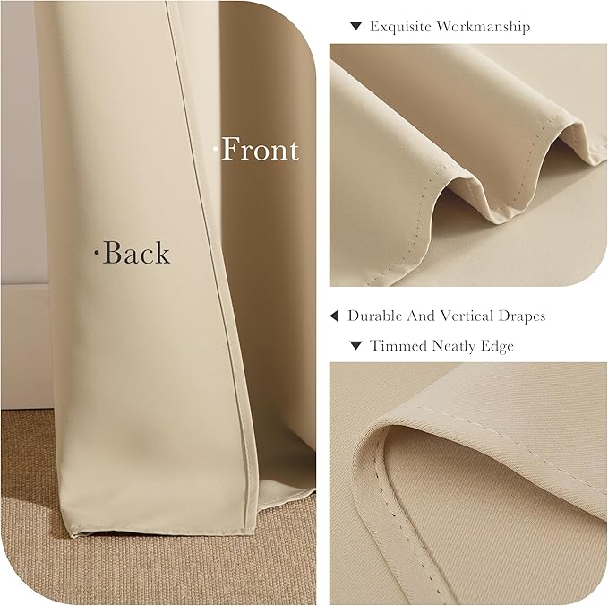 Pony Dance Short Blackout Drapes 36 Inches Long, Blackout Curtains for Kitchen, Room Darkening Drapes for Bathroom, Black Curtains 2 Panels, 34x36 Inch