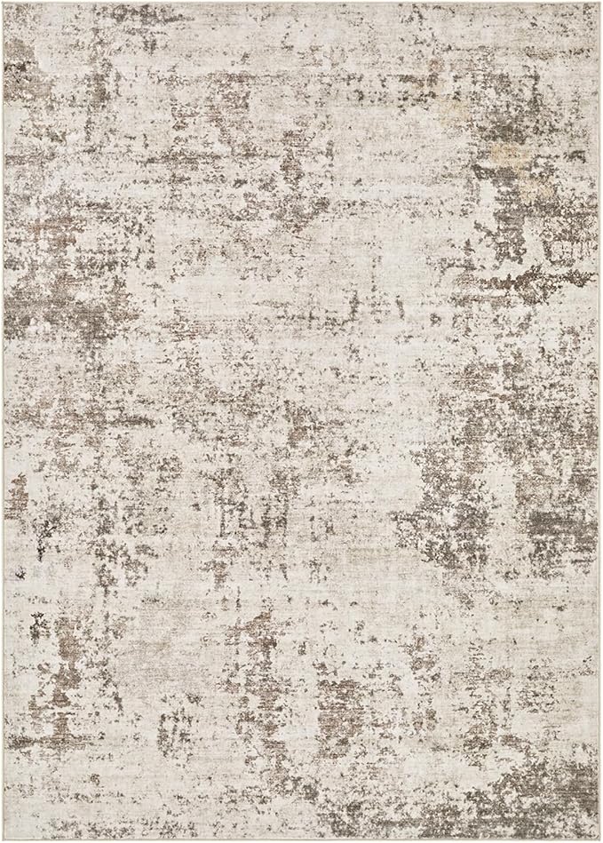 UERMEI 10x12 Area Rug Living Room Rugs - Washable Neutral Modern Abstract Soft Thin Large Rug Indoor Floor No Slip Rug Carpet for Bedroom Under Dining Table Home Office Decor - Dark Brown