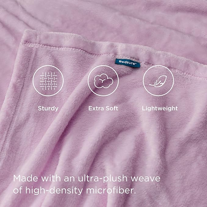 Bedsure GentleSoft Bedding Fleece Blanket for Girls and Boys - Soft Cozy Cute Small Throw Blankets for Travel, 43x55 Inches, Lilac