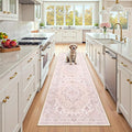RELEANY Area Rugs 2'x8' Runner Rug Non Slip Washable for Kitchen Hallway Bedroom Beside Laundry Room Bathroom Rug, Floor Carpet, Pink Greypink Cute