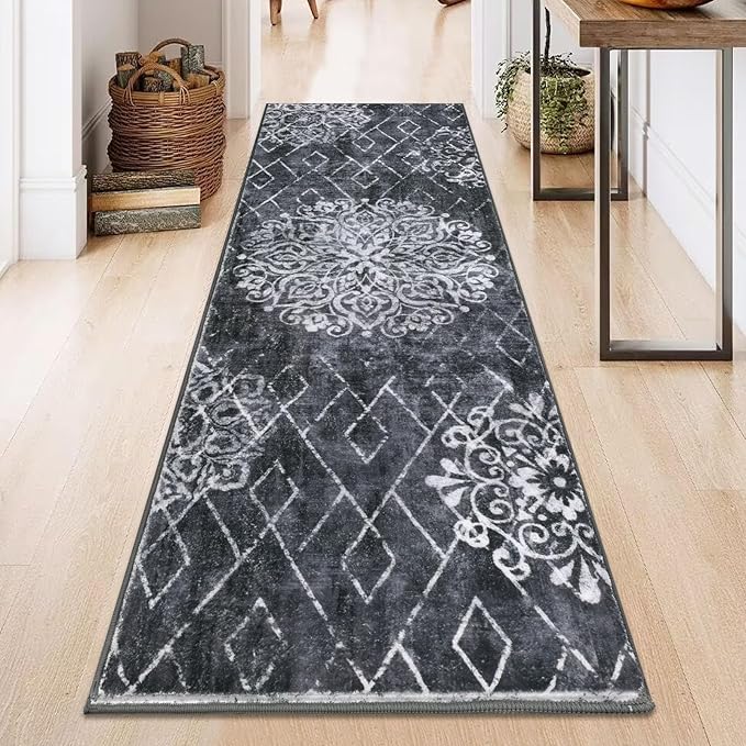HEBE Hallway Runner Rug 2'x6' Washable Vintage Distressed Area Rugs Non Slip Laundry Rug Runner Boho Floor Carpet Runners for Hallways Entryway Laundry Room Kitchen Bathroom