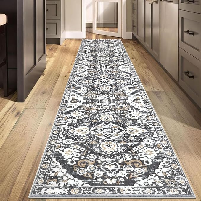 HEBE Hallway Runner Rug 2'8''x14' Washable Vintage Distressed Area Rugs Non Slip Laundry Rug Runner Boho Floor Carpet Runners for Hallways Entryway Laundry Room Kitchen Bathroom