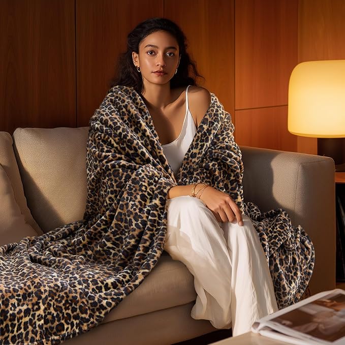 BEDELITE Fleece Blanke for Couch & Bed Leopard Print Throw Blanket – Soft Cheetah Blanket, Cozy Lightweight Fleece Animal Print Throw, 60"x 80", Brown