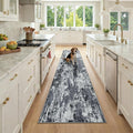 Washable Area Rugs 2x9 Non-Slip Modern Abstract Soft for Living Room Entryway Bedroom Nursery, Print Pattern, Black Navy Blue Gray