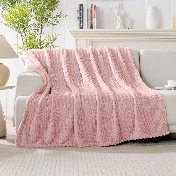 50x70 Inch Pink Throw Blanket - Soft & Fluffy Fleece, Cute & Aesthetic, Perfect for Sofa, Couch, Chair, Bed, Living Room & Bedroom, All-Season Use, Plush & Cozy Decorative Blanket