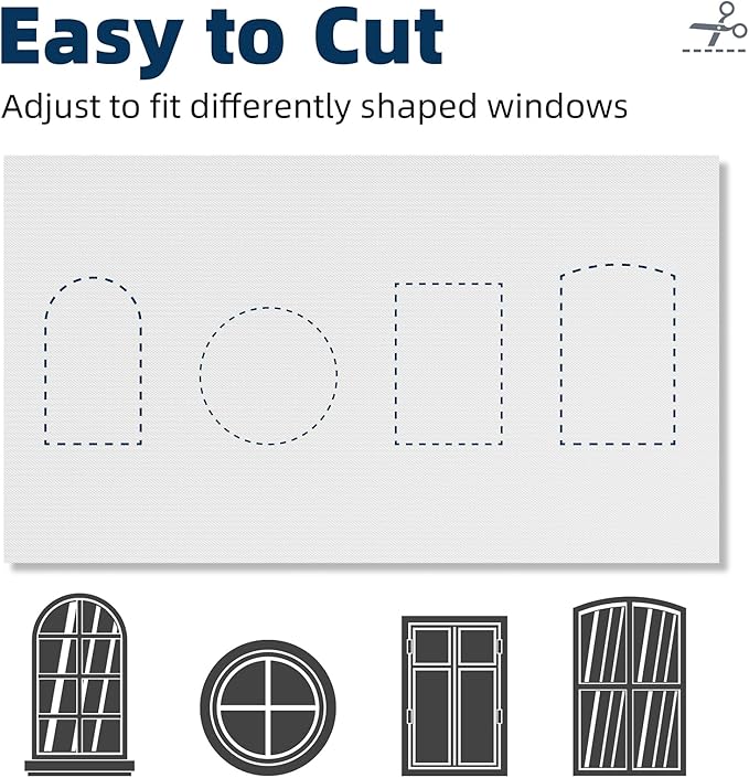 NIGHTON Portable Blackout Curtains 40"×59", Strong Hook and Loop Tape Strips with Adhesive, Cuttable Blackout Window Cover, 100% Black Out Material Blinds for Baby Nursery or Travel - White - 09