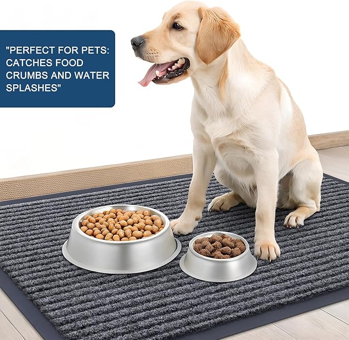 OLANLY Front Door Mat Indoor Outdoor Entrance, Waterproof Heavy Duty Doormat, Fade Resistant, Low Profile, Easy Clean Patio Porch Welcome Floor Mats for Entry, 59x20, Grey