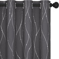 Deconovo Short Curtains Grey, Blackout Kitchen Curtain, Thermal Insulated Soundproof Drapes, Wave Dots Foil Print, 52 x 45 Inches, 2 Panels, Machine‑Washable Privacy Window Panel for Nursery Office