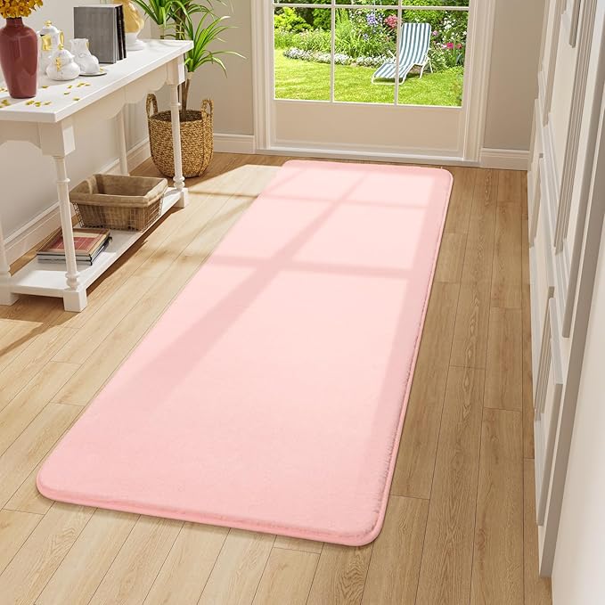 Amearea Modern Soft Hallway Runner Rug, 2x8 Feet Area Rug Runners for Hallways, Washable Runner Rugs, Non Slip Memory Foam Rug Pink Runner Rugs Carpet for Entrance Kitchen Kids Room Decor