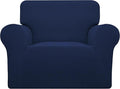 Easy-Going Stretch Oversized Chair Sofa Slipcover 1-Piece Couch Sofa Cover Furniture Protector Soft with Elastic Bottom for Kids Spandex Jacquard Fabric Small Checks Navy