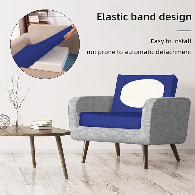 8Pcs Stretch Patio Cushion Covers,Outdoor Couch Covers Replacement,Outdoor Couch & Sofa Slipcovers,for Patio Furniture Cushion Covers,Washable Reusable Furniture Protector (Lake Blue, Cover Only)