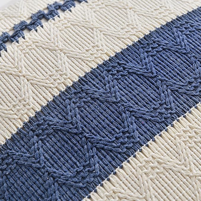 Fancy Homi Set of 1 Dusty Blue Vintage Long Lumbar Decorative Throw Pillow Covers 12x24 Inch for Couch Bed Sofa Chair Bedroom, Rustic Retro Square Cushion Case, Modern Farmhouse Boho Room Decor