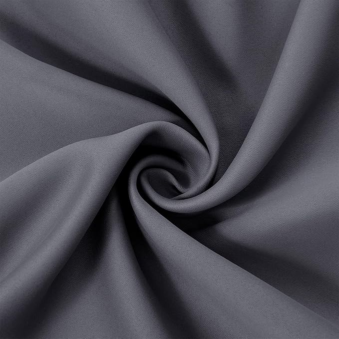 LEMOMO Grey Blackout Curtains 66 x 63 Inch Length/Set of 2 Curtain Panels/Thermal Insulated Room Darkening Blackout Curtains for Bedroom