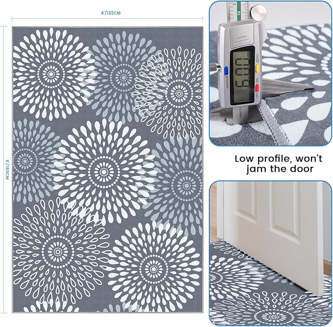 StepRite Runner Rug 4 x 6 ft, Washable Rugs, Hallway Runner Rugs, Kitchen Runner Rug Non Slip, Soft Runner with Rubber Backing for Kitchen, Hallway, Laundry, Bedroom, Living Room