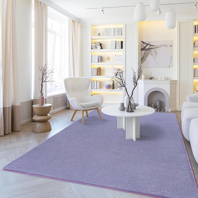 Amearea Modern Area Rugs for Bedroom Living Room, 4x6 Feet Purple Thickened Memory Foam Rug, Fluffy Indoor Washable Rugs Non Slip Minimalist Carpet for Kids Boys Girls Dorm Nursery Room Decor