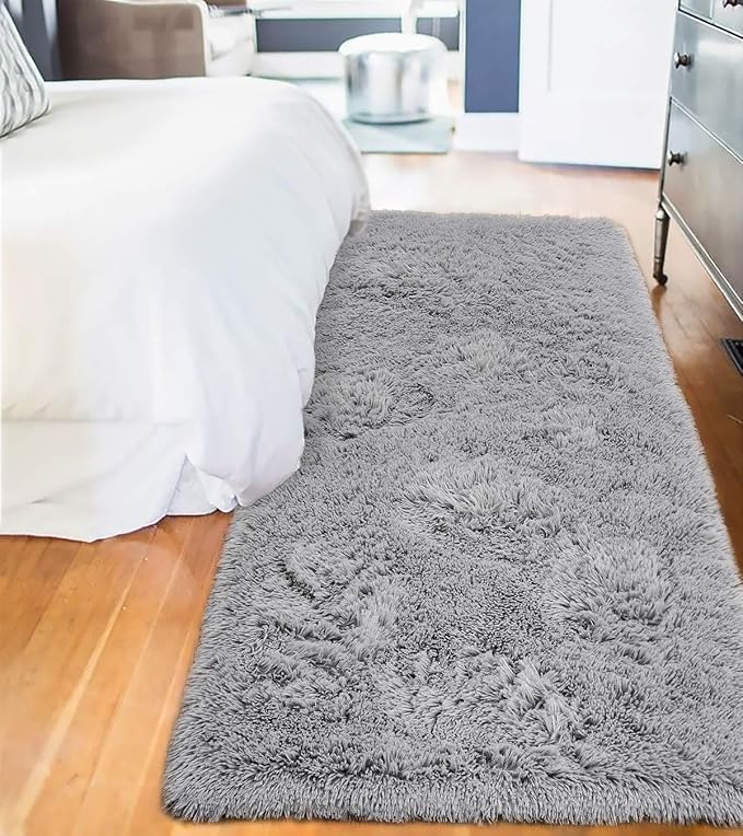 LOCHAS Ultra Soft Indoor Modern Area Rugs Fluffy Living Room Carpets for Children Bedroom Home Decor Nursery Rug 2x4 Feet, Gray