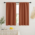 RYB HOME Blackout French Door Window Curtain Covering, Rod Pocket Thermal Insulated Privacy Non See Through Drapes for Bathroom Window, Width 29 by Length 45, Burnt Orange, 2 Panels