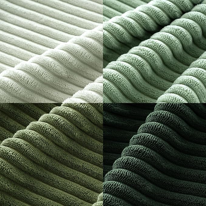 MIULEE Boho Farmhouse Sage Green Throw Pillow Covers 24x24 Inch Set of 4 Mordern Nordic Cushion Covers Soft Corduroy Spring Home Decor for Couch Bed Sofa Living Room Forest Green