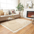 EasyJoy Ultra Soft Fluffy Shaggy Area Rug Faux Fur Rug Chair Cover Seat Pad Fuzzy Area Rug for Bedroom Floor Sofa Living Room (4 x 6 ft Rectangle, Beige)