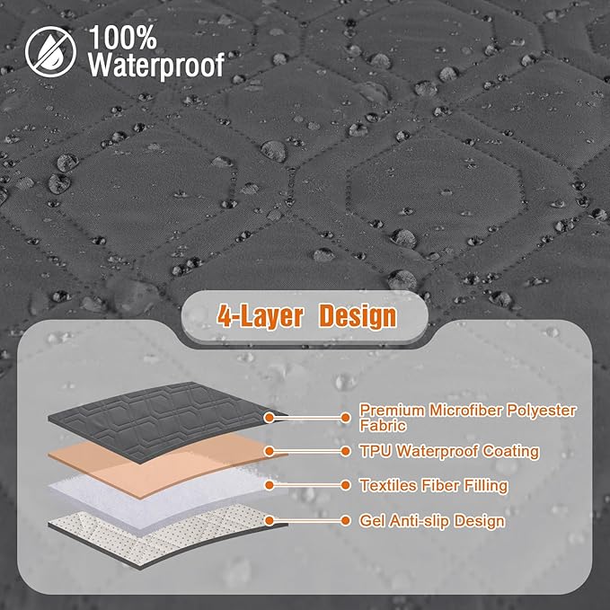 VANSOFY Waterproof Recliner Couch Covers, Sofa Covers 1-Piece Washable Reclining Sofa Cover Non-Slip Furniture Protector with Elastic Straps Pocket for Dogs, Pets(Charcoal Gray,2 Seater)