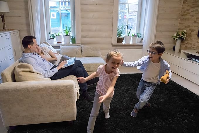 LOCHAS Ultra Soft Indoor Modern Area Rugs Fluffy Living Room Carpets for Children Bedroom Home Decor Nursery Rug 5x8 Feet, Black