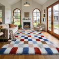 Large Shag Area Rug for Bedroom Living Room,9x12 Fluffy Soft Colorful Checkered Rug Fuzzy Shaggy Bedroom Carpet,Indoor Plush Floor Rugs for Kids Boys Girls Teen Dorm Nursery Home Decor
