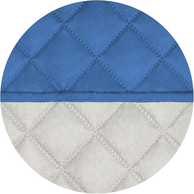 PureFit Reversible Quilted Sofa Cover, Water Resistant Slipcover Furniture Protector, Washable Couch Cover with Non Slip and Elastic Straps for Kids, Dogs, Pets (Oversized Recliner, Blue/Ivory)
