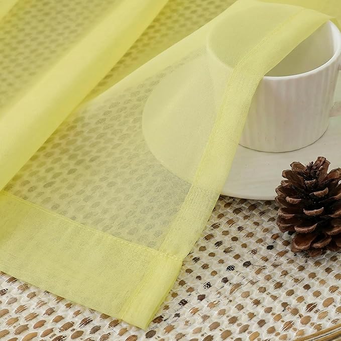 Aiyufeng Lemon Sheer Curtains 63 Inch Length 2 Panels Set for Living Room, Light Filtering Lemon Window Sheers Drapes for Bedroom, Each 42" W x 63" L