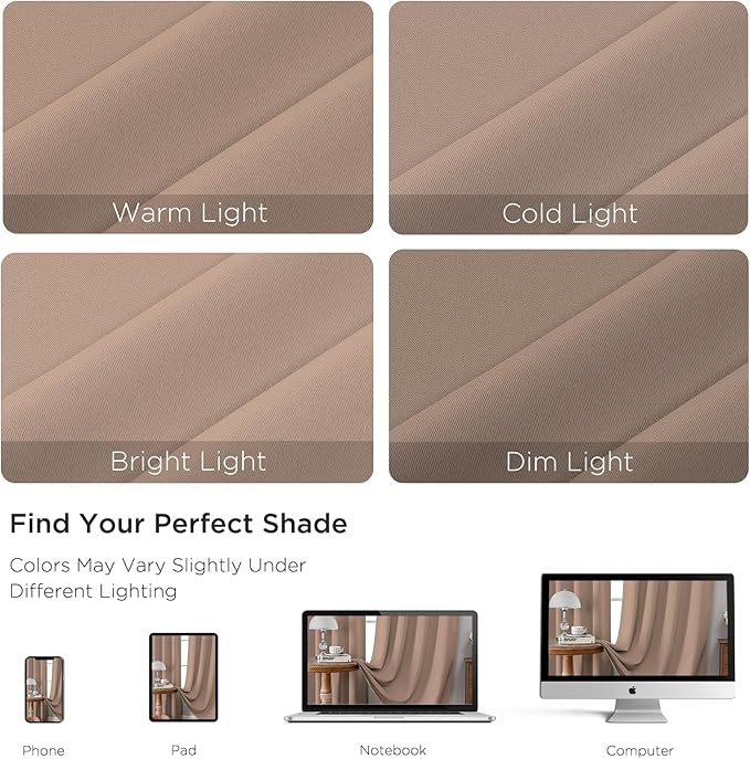 CUCRAF Khaki Blackout Curtains Customize, Rod Pocket Room Darkening Curtain for Bedroom Living Room, Thermal Insulated Window Drapes 1 Panel (Custom Size, Color)