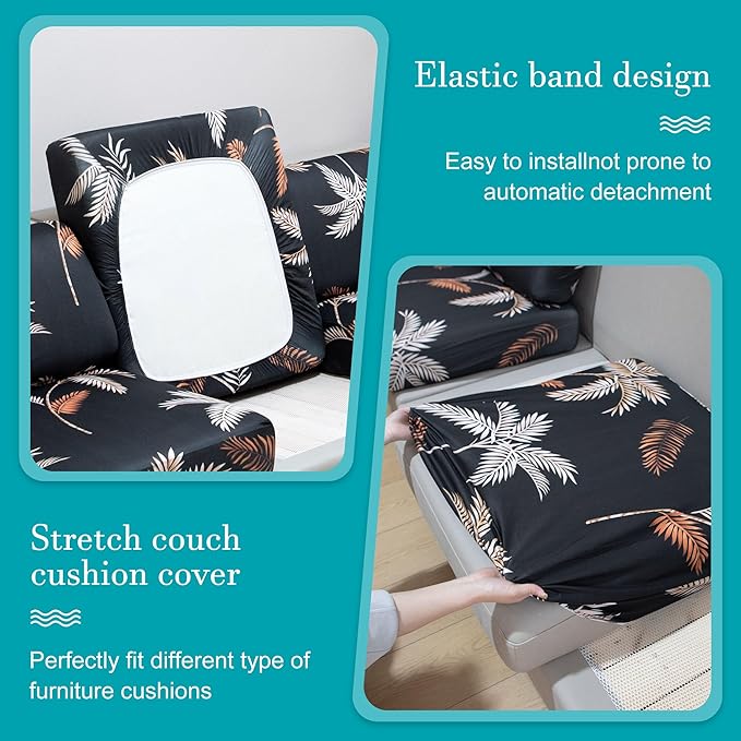 14Pcs Stretch Patio Cushion Covers,Outdoor Couch Covers Replacement,Outdoor Couch & Sofa Slipcovers,for Patio Furniture Cushion Cover,Washable Reusable Furniture Protector (Coconut Ttrees,Cover Only)