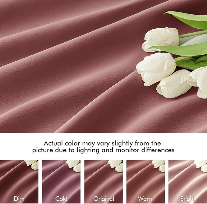 MIULEE Dusty Rose Back Tab Blackout Curtains 72 Inches Long 2 Panels Set for Living Room Bedroom Privacy, Rod Pocket/Pinch Pleat Thermal Insulated Room Darkening Pleated Light Blocking Drapes