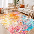 Rugflix 5x7 Area Rugs for Living Room, Washable Large Multicolor Rug Stain-Resistant Low Pile, Modern Carpet for Dining Room Home Office Kid Room Nursery Bedroom, Colorful Rainbow