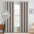 MIULEE 100% Blackout Linen Textured Curtains for Bedroom Solid Thermal Insulated Warm Taupe Grommet Room Darkening Curtains & Drapes Luxury Decor for Living Room Nursery 52 x 96 Inch (2 Panels)