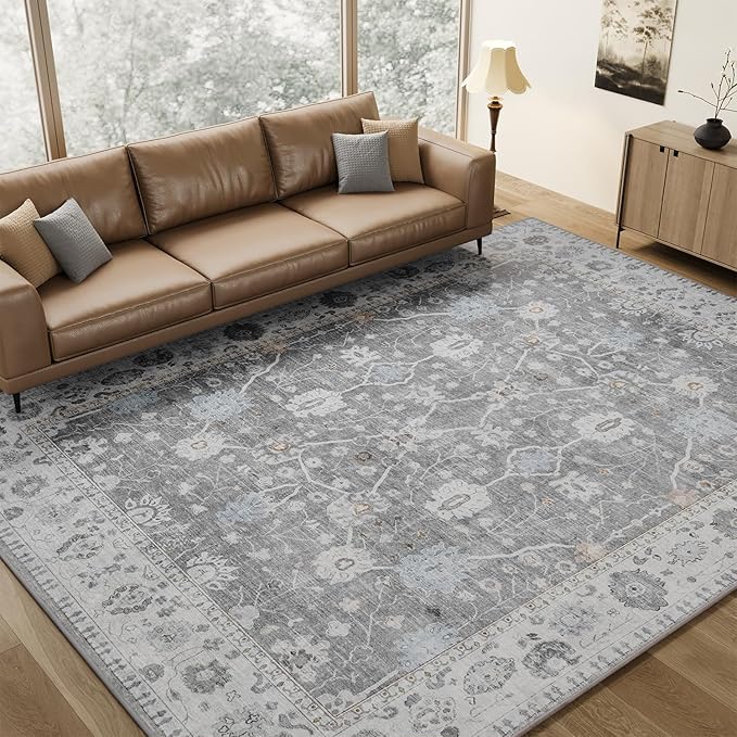 AMOAMI-8x10 Area Rugs-Boho Rugs for Living Room Machine Washable-3D Rugs for Bedroom-Non Slip Floor Rug-Moroccan Indoor Carpet for Bedroom Dining Room