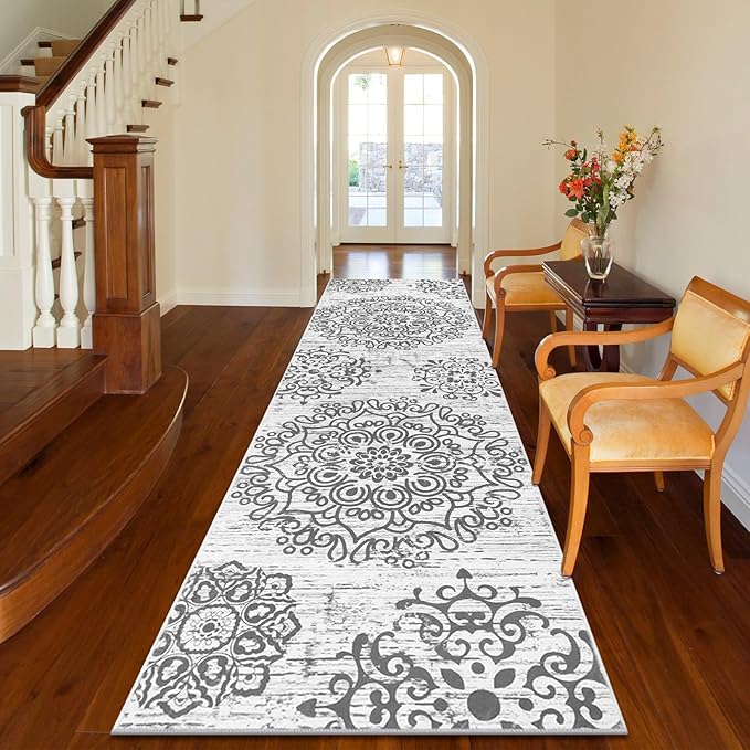 HEBE Hallway Runner Rug 3'x10' Washable Vintage Distressed Area Rugs Non Slip Laundry Rug Runner Boho Floor Carpet Runners for Hallways Entryway Laundry Room Kitchen Bathroom