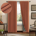 Terracotta Black Out Curtains 72 Inch Long Western Blackout Window Curtain & Drapes 72 Inch Length 2 Panel Viral Retro Vintage Linen Farmhouse for Bedroom Dining Living Room Pumpkin 70s Decor Hippie