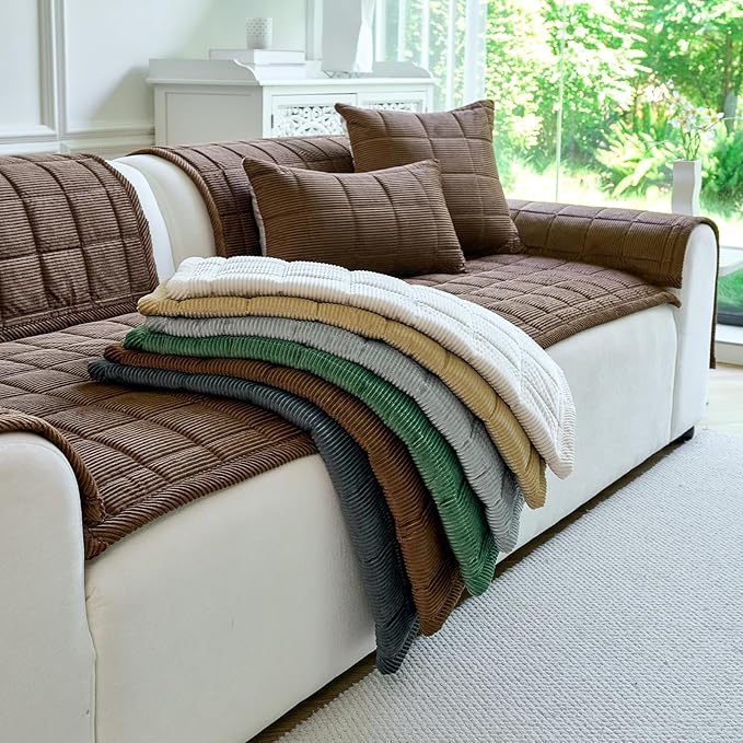 Couch Covers for Dogs Washable, Non Slip Couch Covers for Loveseat Sofa Pet Friendly, Soft Fuzzy Sofa Covers for Pet, Dog Couch Cover Furniture Protector(1PC,Dark Brown,27.6"x82.7")