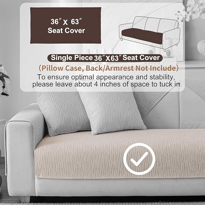 Soft Waterproof Chenille Cover Washable, Non Slip Sectional Sofa Covers for 3 Cushion Couch Sofa L Sharped Sofa Slipcover for Pets, Furniture Protector (1 PCS 36"x63" Coffee)